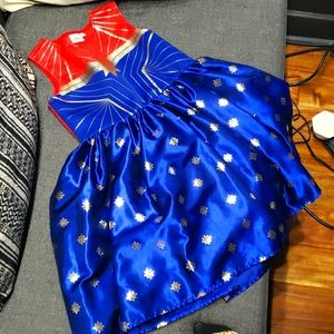 Capitan Marvel costume, with red and blue with gold stars, size XL 14/16